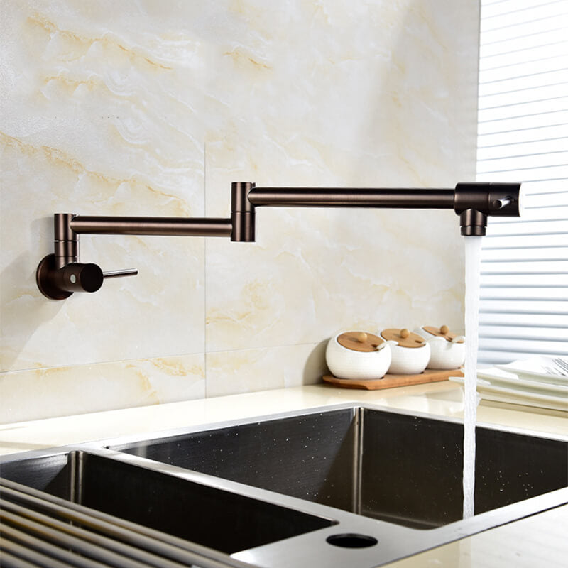 Brass Wall Mounted Kitchen Faucet | Cold Water Folding Kitchen Faucet | Single Lever Rotate Kitchen Sink Faucet 7 Colors - WELQUEEN