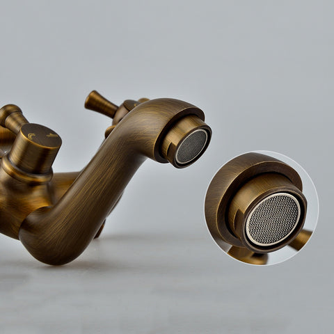 Antique Copper Shower Faucet | Luxury Bathroom Shower Faucet Set 8-inch Round Rainfall Shower Head + Hand Spray + Tub Tap - WELQUEEN