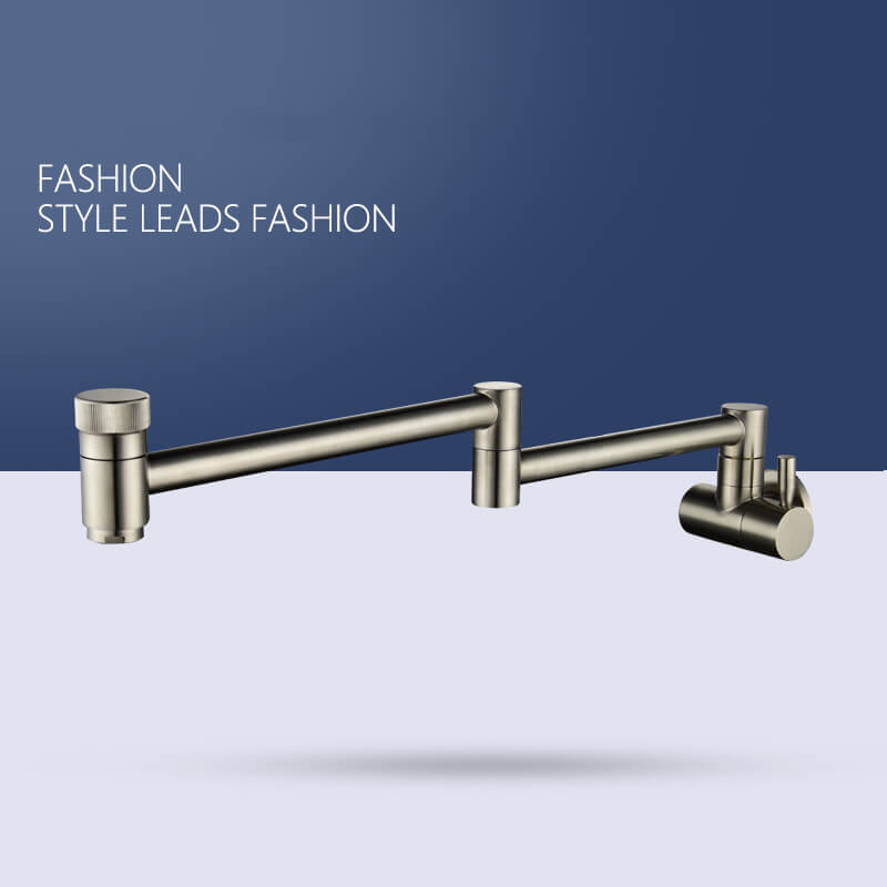 Cold Water Folding Kitchen Faucet | Wall Mounted Swivel Kitchen Taps | Double Handle Brass Kitchen Faucet 4 Colors - WELQUEEN
