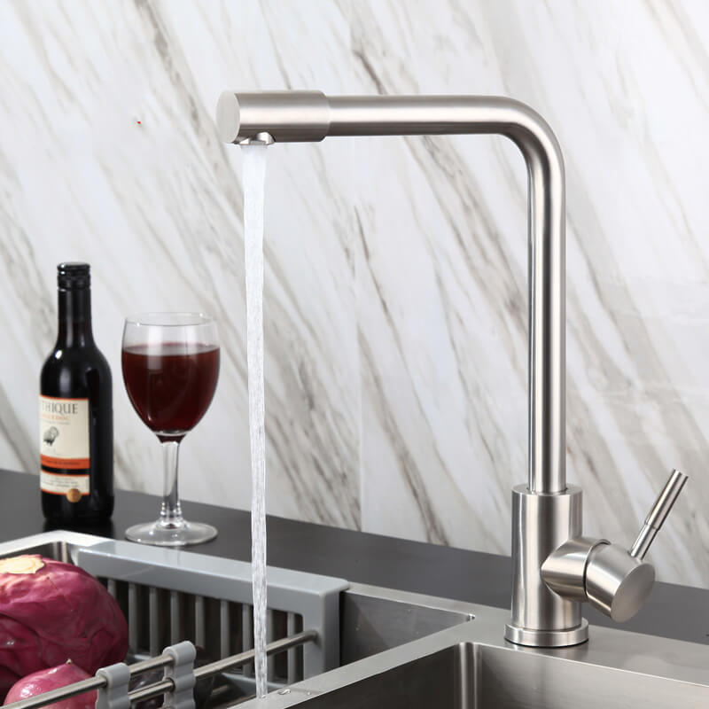 Single Handle Kitchen Faucet | Stainless Steel Brushed Nickel Kitchen Faucet | 360 Degree Swivel Kitchen Sink Faucet - WELQUEEN
