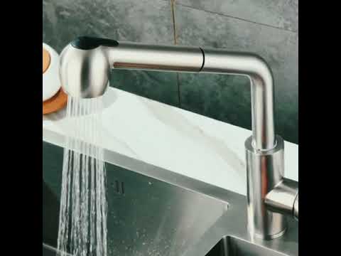 Commercial Stainless Steel Pull Out Kitchen Faucet | Single Handle Sprayer Bar Kitchen Faucet | Swivel Single Lever Kitchen Sink Faucet - WELQUEEN