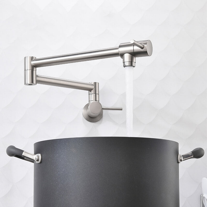 Brass Wall Mounted Kitchen Faucet | Cold Water Folding Kitchen Faucet | Single Lever Rotate Kitchen Sink Faucet 7 Colors - WELQUEEN