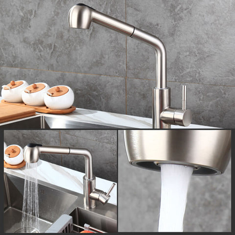 Commercial Stainless Steel Pull Out Kitchen Faucet | Single Handle Sprayer Bar Kitchen Faucet | Swivel Single Lever Kitchen Sink Faucet - WELQUEEN
