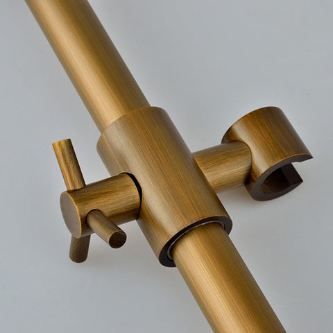 Antique Copper Shower Faucet | Luxury Bathroom Shower Faucet Set 8-inch Round Rainfall Shower Head + Hand Spray + Tub Tap - WELQUEEN