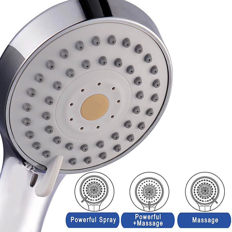 3 Function High Pressure Handheld Shower Head | Chrome Shower Head with Hose and Adjustable Bracket | Massage Spa Plastic Handheld Shower Head - WELQUEEN
