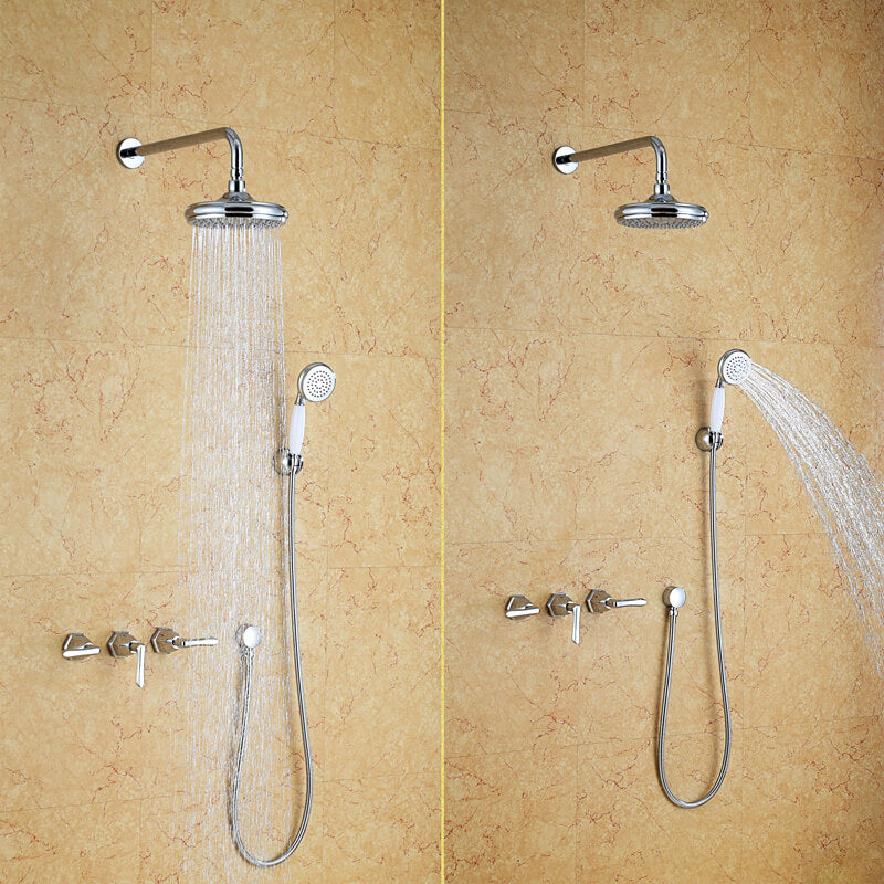 Bathroom Concealed Luxury Rain Mixer Shower Combo Set | Wall Mounted Rainfall Shower Head System Polished Chrome - WELQUEEN
