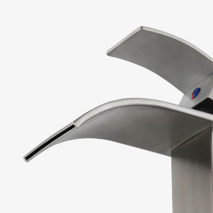 Bathroom Waterfall Basin Faucet | Single Handle Stainless Steel Lavatory Faucet | Brushed Nickel Bathroom Sink Faucets - WELQUEEN WELQUEEN HOME DECOR