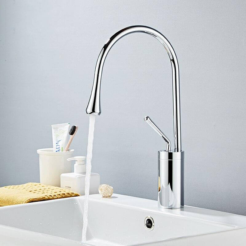 Basin Faucets Black Bathroom Faucet for Bathroom Basin Mixer Tall Taps Waterfall Mixer Single Hole Sink Faucet - WELQUEEN