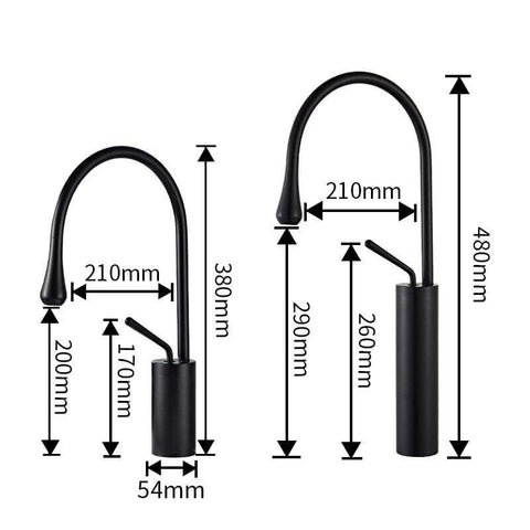 Basin Faucets Black Bathroom Faucet for Bathroom Basin Mixer Tall Taps Waterfall Mixer Single Hole Sink Faucet - WELQUEEN