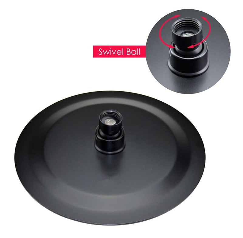 Bathroom Shower Set Matte Black Rain Shower Faucet Wall or Ceiling Mounted Thermostatic Valve System 8-12"Shower Head - WELQUEEN