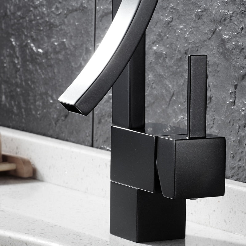 Brass Basin Faucet Luxury Bathroom Faucet Sink Mixer Tap Deck Mounted Faucet Hot And Cold Black Mixer Tap - WELQUEEN