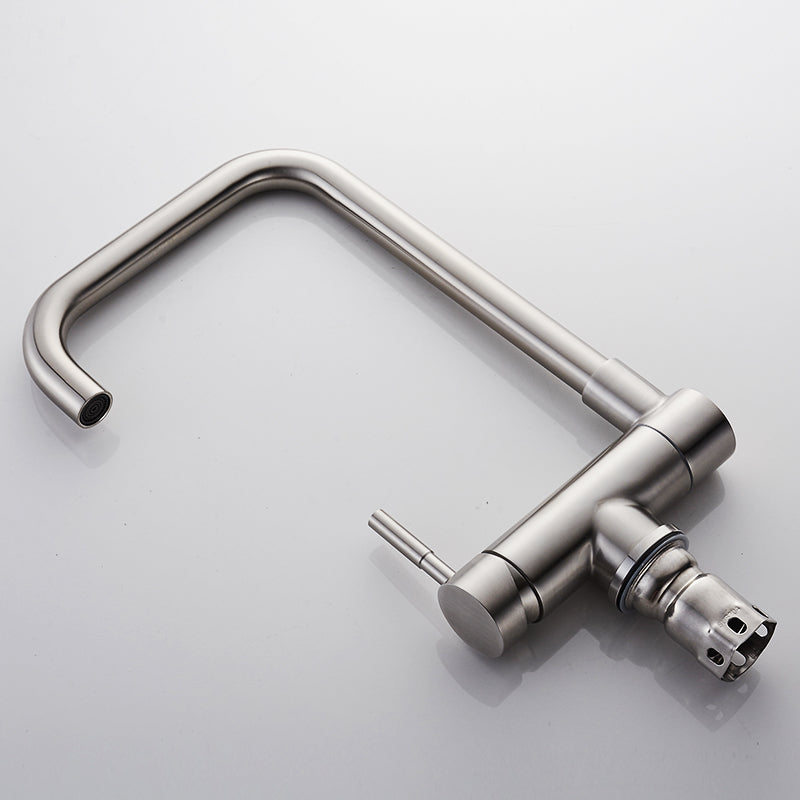 Stainless Steel Kitchen Faucet Lead-free Folding Mixer 360 Degree Swivel Single Handle Nickel Kitchen Sink Taps - WELQUEEN