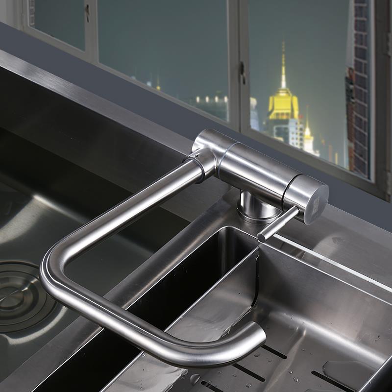 Stainless Steel Kitchen Faucet Lead-free Folding Mixer 360 Degree Swivel Single Handle Nickel Kitchen Sink Taps - WELQUEEN