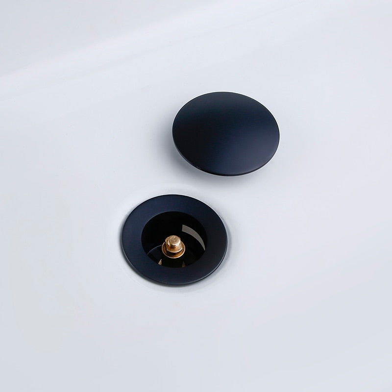 Bathroom Sink Pop-Up Alba Matte Black Waste Pipe First-Class Stopper Strainer With Hole Sewer Plug - WELQUEEN