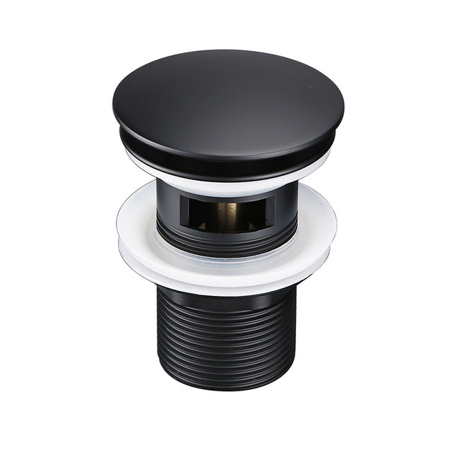 Bathroom Sink Pop-Up Alba Matte Black Waste Pipe First-Class Stopper Strainer With Hole Sewer Plug - WELQUEEN