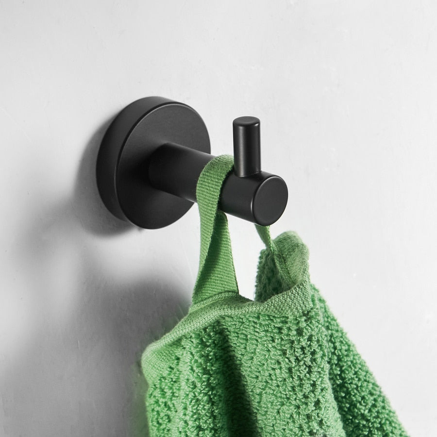 Modern Bathroom Black Hardware Set | 304 Stainless Steel Towel Rack Paper Towel Holder Towel Bar Hook Bathroom Accessories - WELQUEEN