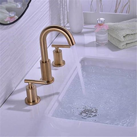 Bathroom Sink Faucet Solid Brass Double Handle Sink Mounted Hot & Cold Mix Basin Faucet European Style Basin Accessories - WELQUEEN