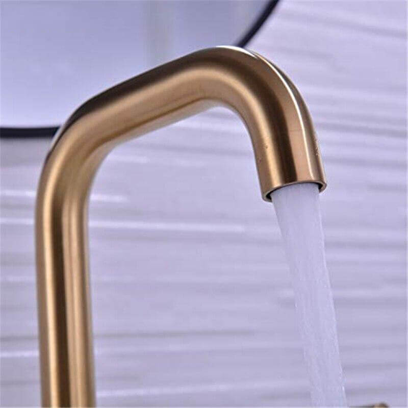 Bathroom Sink Faucet Solid Brass Double Handle Sink Mounted Hot & Cold Mix Basin Faucet European Style Basin Accessories - WELQUEEN