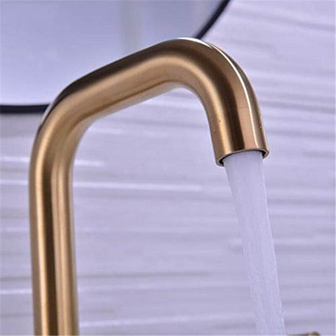 Bathroom Sink Faucet Solid Brass Double Handle Sink Mounted Hot & Cold Mix Basin Faucet European Style Basin Accessories - WELQUEEN