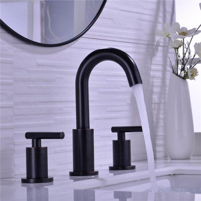 Bathroom Sink Faucet Solid Brass Double Handle Sink Mounted Hot & Cold Mix Basin Faucet European Style Basin Accessories - WELQUEEN