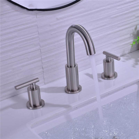 Bathroom Sink Faucet Solid Brass Double Handle Sink Mounted Hot & Cold Mix Basin Faucet European Style Basin Accessories - WELQUEEN