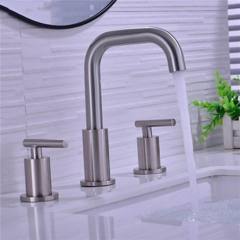 Bathroom Sink Faucet Solid Brass Double Handle Sink Mounted Hot & Cold Mix Basin Faucet European Style Basin Accessories - WELQUEEN