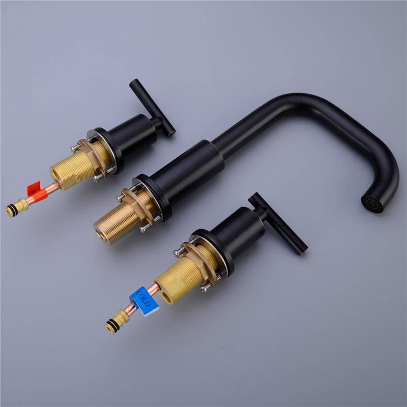 Bathroom Sink Faucet Solid Brass Double Handle Sink Mounted Hot & Cold Mix Basin Faucet European Style Basin Accessories - WELQUEEN