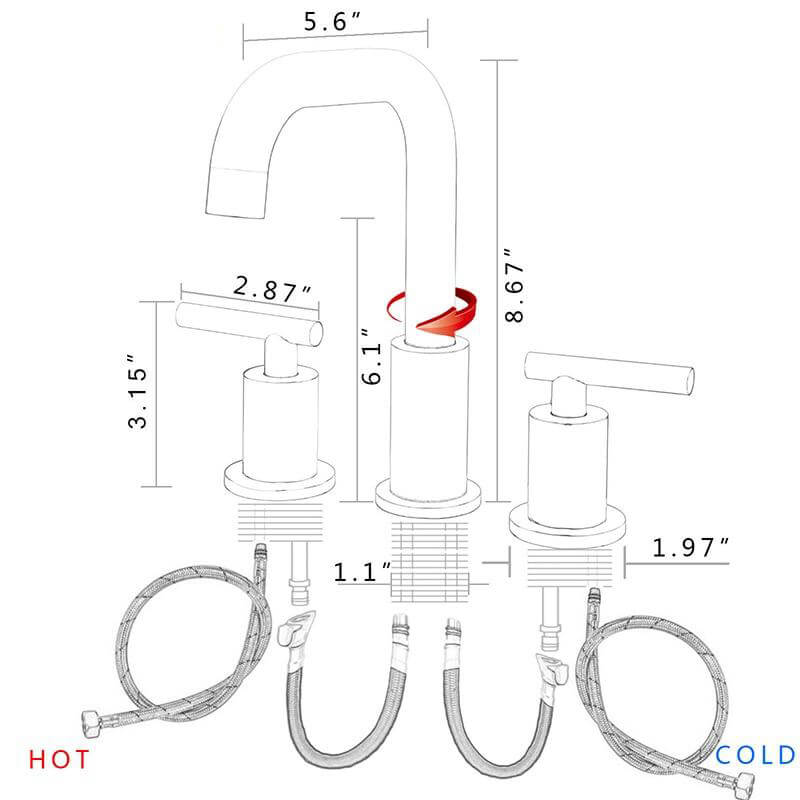 Bathroom Sink Faucet Solid Brass Double Handle Sink Mounted Hot & Cold Mix Basin Faucet European Style Basin Accessories - WELQUEEN