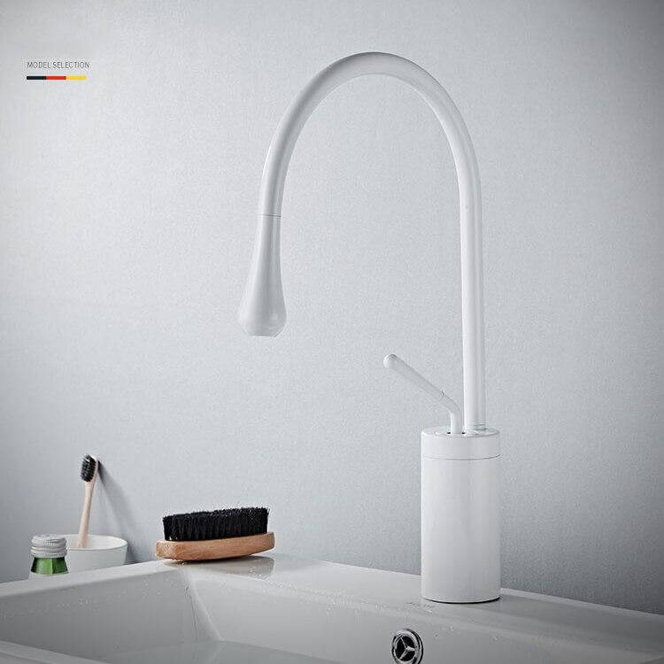 Basin Faucets Modern White Bathroom Faucet Waterfall faucets Single Hole Cold and Hot Water Tap Basin Faucet Mixer Taps - WELQUEEN