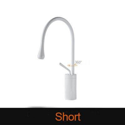 Basin Faucets Modern White Bathroom Faucet Waterfall faucets Single Hole Cold and Hot Water Tap Basin Faucet Mixer Taps - WELQUEEN