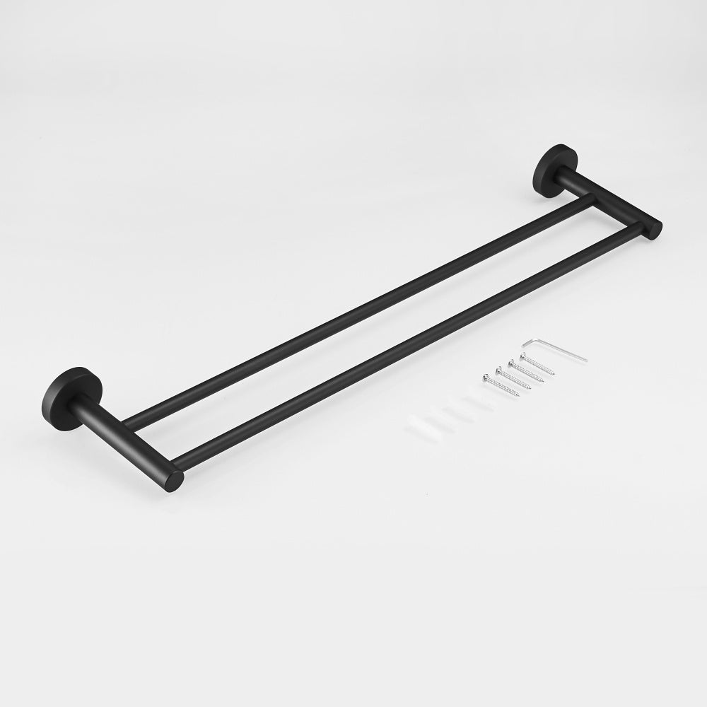 Black Double Arm Towel Holder 304 Stainless Steel Towel Bar Wall Mount Bathroom Towel Rack Hardware Accessory - WELQUEEN