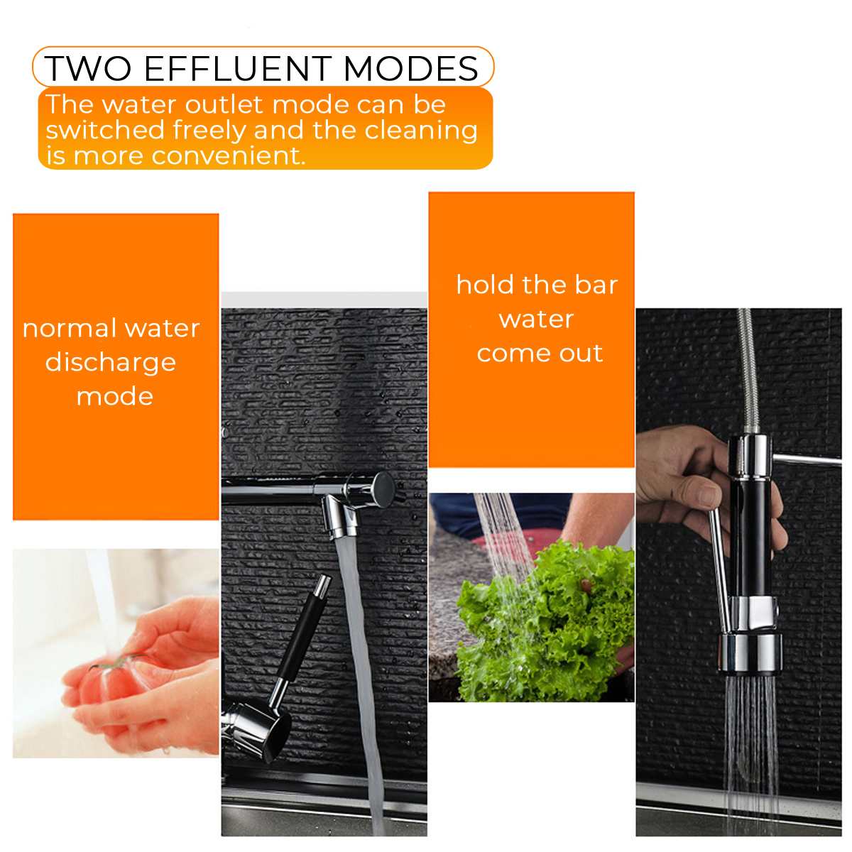 Kitchen Chrome Pull Out Side Spring Faucet Dual Spout Sprayer Single Handle Mixer Tap Sink Faucet 360 Rotation Deck Mounted - WELQUEEN