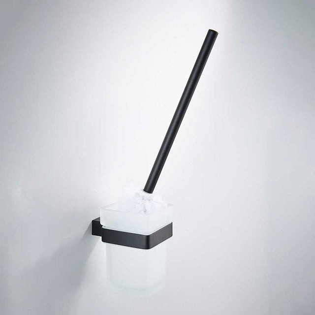 Bathroom Hardware Set Matte Black Paper Holder Towel Rail Rack Robe Hook Toilet Brush Holder Bathroom Accessories - WELQUEEN