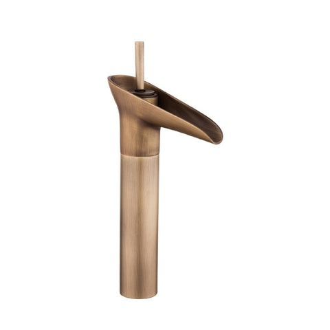 Deck-Mounted Basin Faucets Antique Brass Waterfall Basin Sink Faucet Mixers Taps Bathroom Water Taps - WELQUEEN