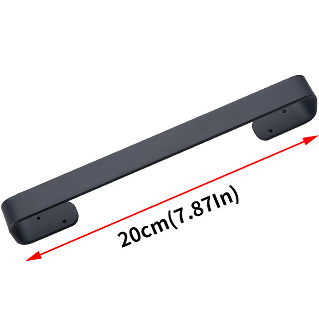 Towel Bar Black Space Aluminum Wall Mounted Single Washroom Towel Rack Hanging Holder Accessories Bathroom Towel Holder Square - WELQUEEN
