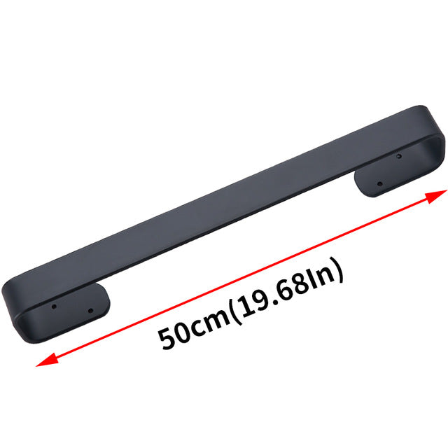 Towel Bar Black Space Aluminum Wall Mounted Single Washroom Towel Rack Hanging Holder Accessories Bathroom Towel Holder Square - WELQUEEN