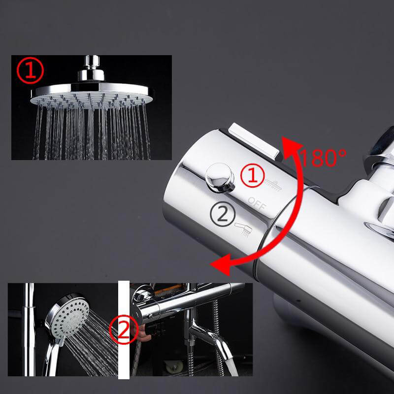 Shower Thermostatic Faucet Shower Faucets Bathroom Bath Shower Mixer Set Waterfall Rain Shower Head Set Bathtub Faucet Tap - WELQUEEN