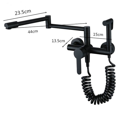 Foldable Kitchen Faucets Solid Brass Kitchen Sink Mixer Tap Hot & Cold Wall Mounted With Bidet Sprayer Rotating Sink Mixer - WELQUEEN