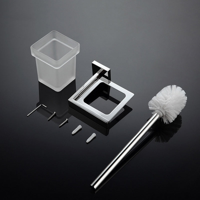 Stainless Steel Bathroom Hardware Set Mirror Chrome Polished Towel Rack Toilet Paper Holder Towel Bar Hook Bathroom Accessories - WELQUEEN