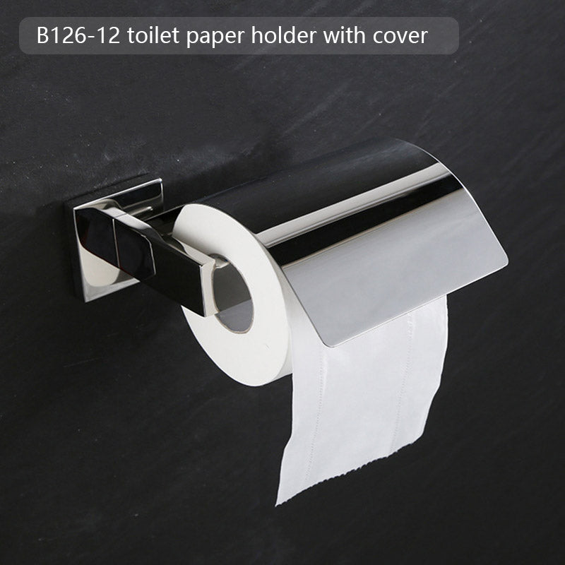 Stainless Steel Bathroom Hardware Set Mirror Chrome Polished Towel Rack Toilet Paper Holder Towel Bar Hook Bathroom Accessories - WELQUEEN