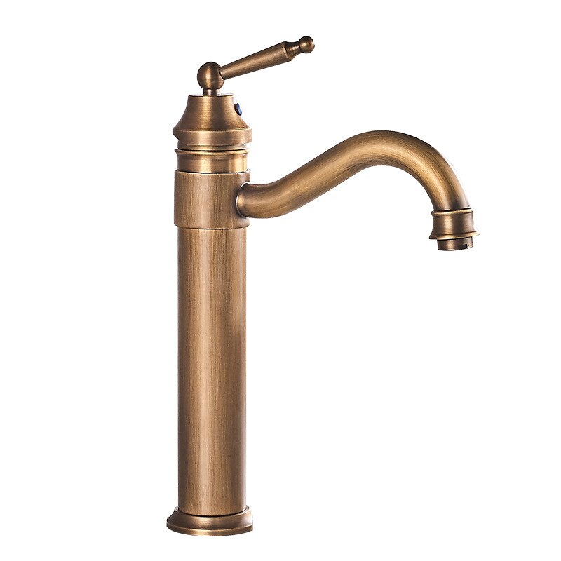 Antique Copper Bathroom Basin Faucet Europe Classic Style Cold And Hot Water Mixer Tap Sink Faucet Deck Mounted Single Handle - WELQUEEN