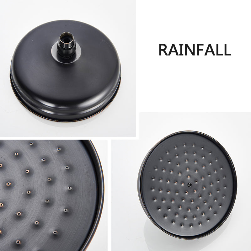 Bathroom Rainfall Shower Mixer Faucet Dual Handle Bath Shower Set Black Brass 8" Showerhead Shower Faucet System - WELQUEEN
