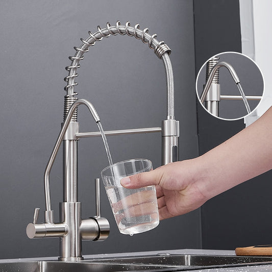 Kitchen Faucets Crane Wall-Mounted Kitchen Tap For Kitchen Water Filter Tap Three Ways Sink Mixer Kitchen Faucet - WELQUEEN