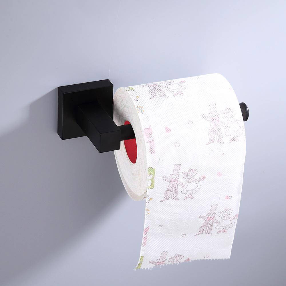 Aluminum Bathroom Accessories Black Towel Rack Towel Ring Hair Dryer Holder Wall Mounted Toilet Paper Holder Soap Basket - WELQUEEN