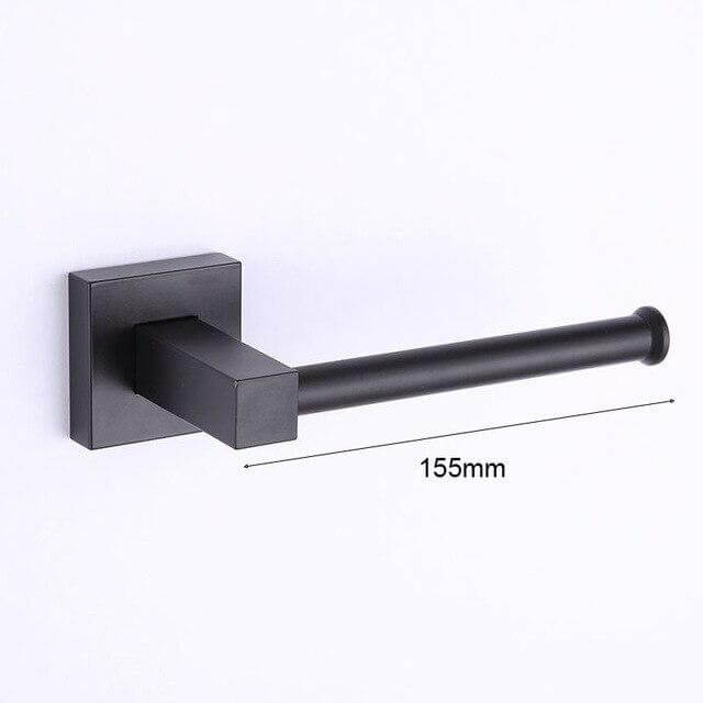 Aluminum Bathroom Accessories Black Towel Rack Towel Ring Hair Dryer Holder Wall Mounted Toilet Paper Holder Soap Basket - WELQUEEN