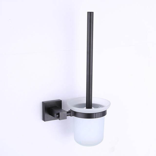 Aluminum Bathroom Accessories Black Towel Rack Towel Ring Hair Dryer Holder Wall Mounted Toilet Paper Holder Soap Basket - WELQUEEN