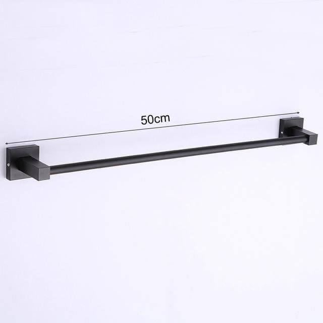 Aluminum Bathroom Accessories Black Towel Rack Towel Ring Hair Dryer Holder Wall Mounted Toilet Paper Holder Soap Basket - WELQUEEN
