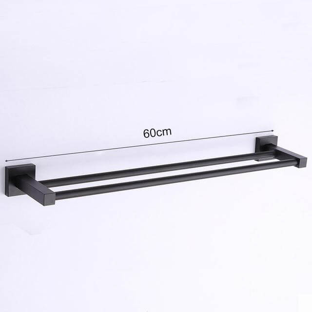 Aluminum Bathroom Accessories Black Towel Rack Towel Ring Hair Dryer Holder Wall Mounted Toilet Paper Holder Soap Basket - WELQUEEN