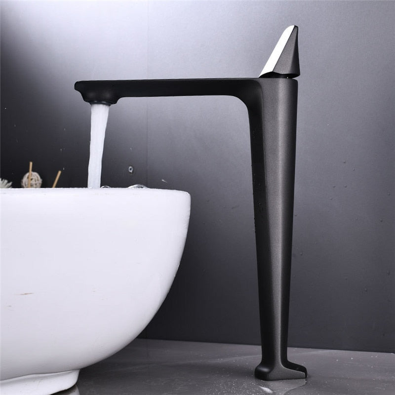 Basin Faucets Black Brass Faucet Hot and Cold Bathroom Sink Faucet Deck Mounted Toilet Nickel/Grey Color Mixer Water Tap - WELQUEEN