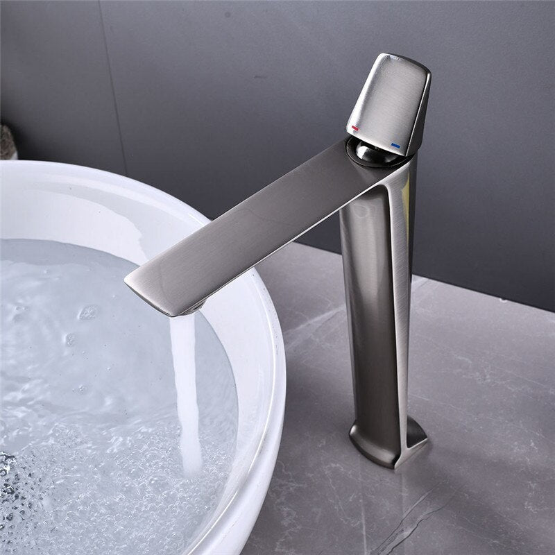 Basin Faucets Black Brass Faucet Hot and Cold Bathroom Sink Faucet Deck Mounted Toilet Nickel/Grey Color Mixer Water Tap - WELQUEEN